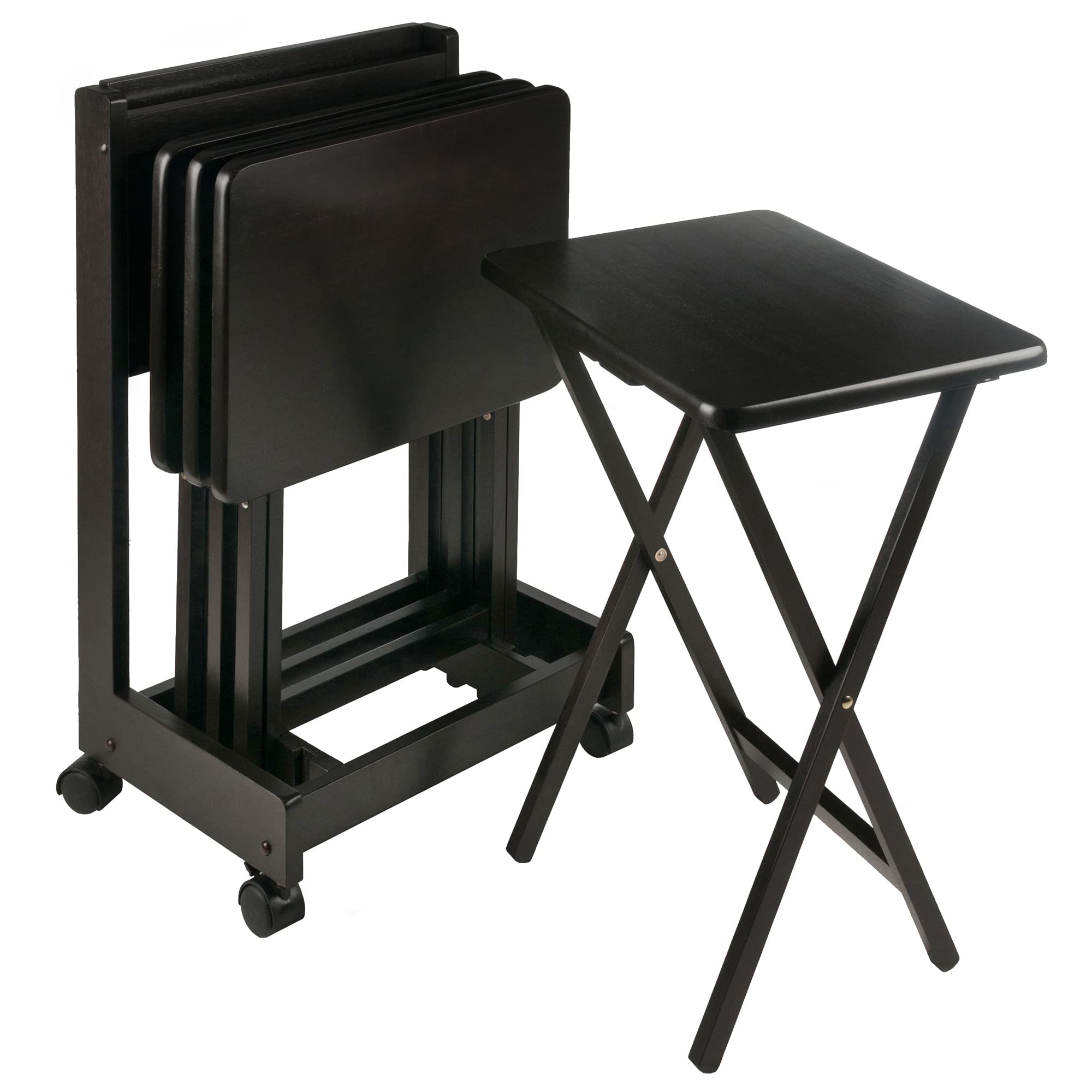 Foldable Snack Table Set with Flip-Top Mobile Stand, Set of 4