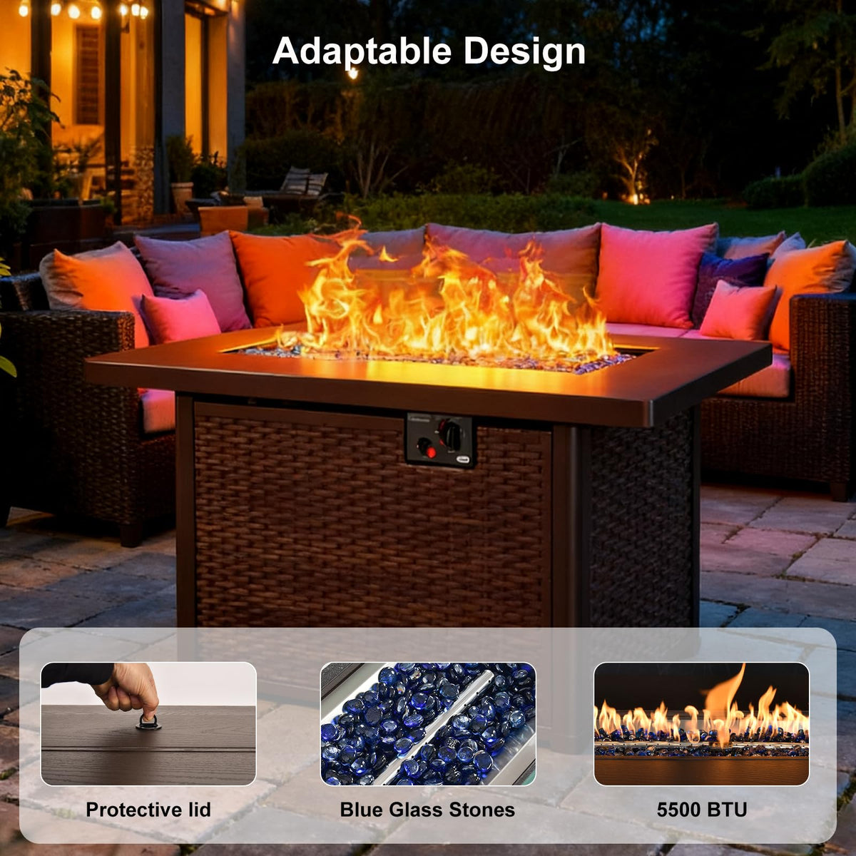 Wicker Propane Fire Pit Table