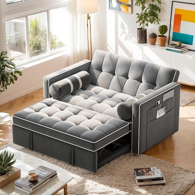 3-in-1 Convertible Sleeper Sofa Bed with USB Ports