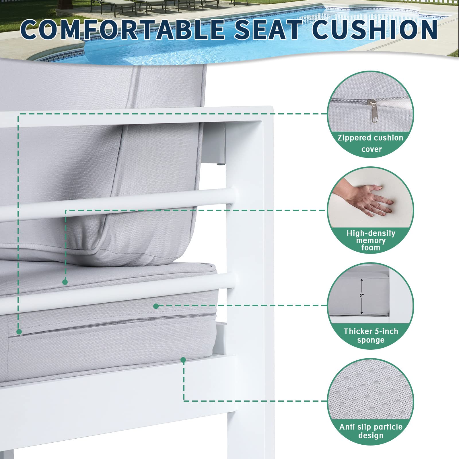 Outdoor Aluminum Loveseat with Cushions & Waterproof Cover