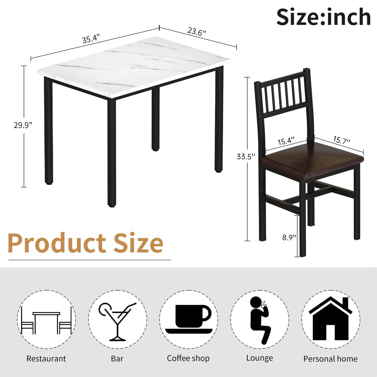White 3-Piece Dining Table Set