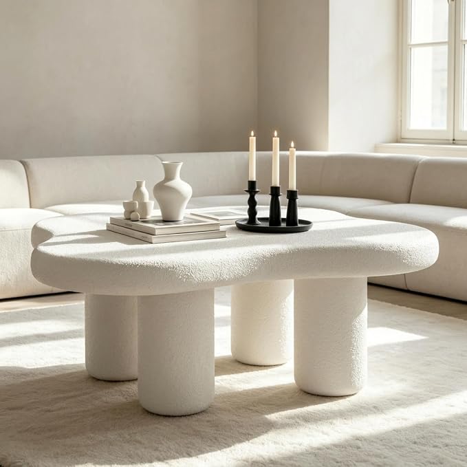 Triangular Marble-Look Coffee Table