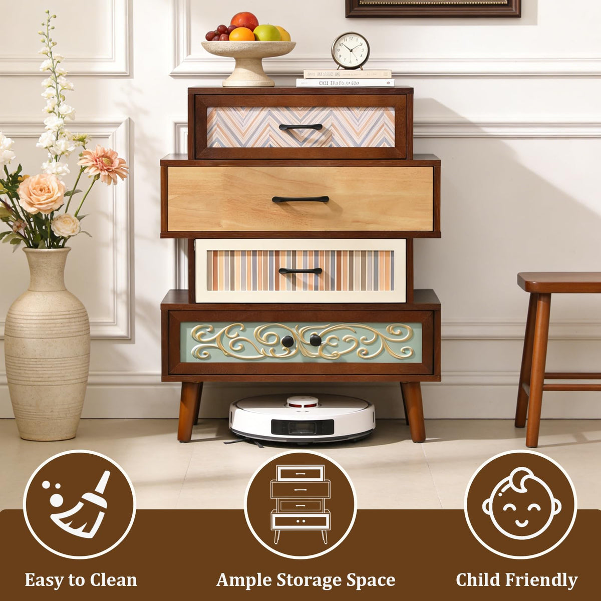 Boho Accent Cabinet with Drawers