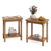 2-Tier Solid Wood End Table with Storage Shelf