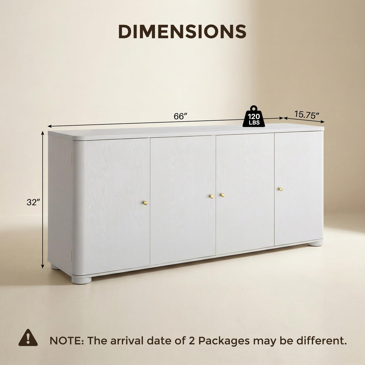 White Curved Buffet Cabinet