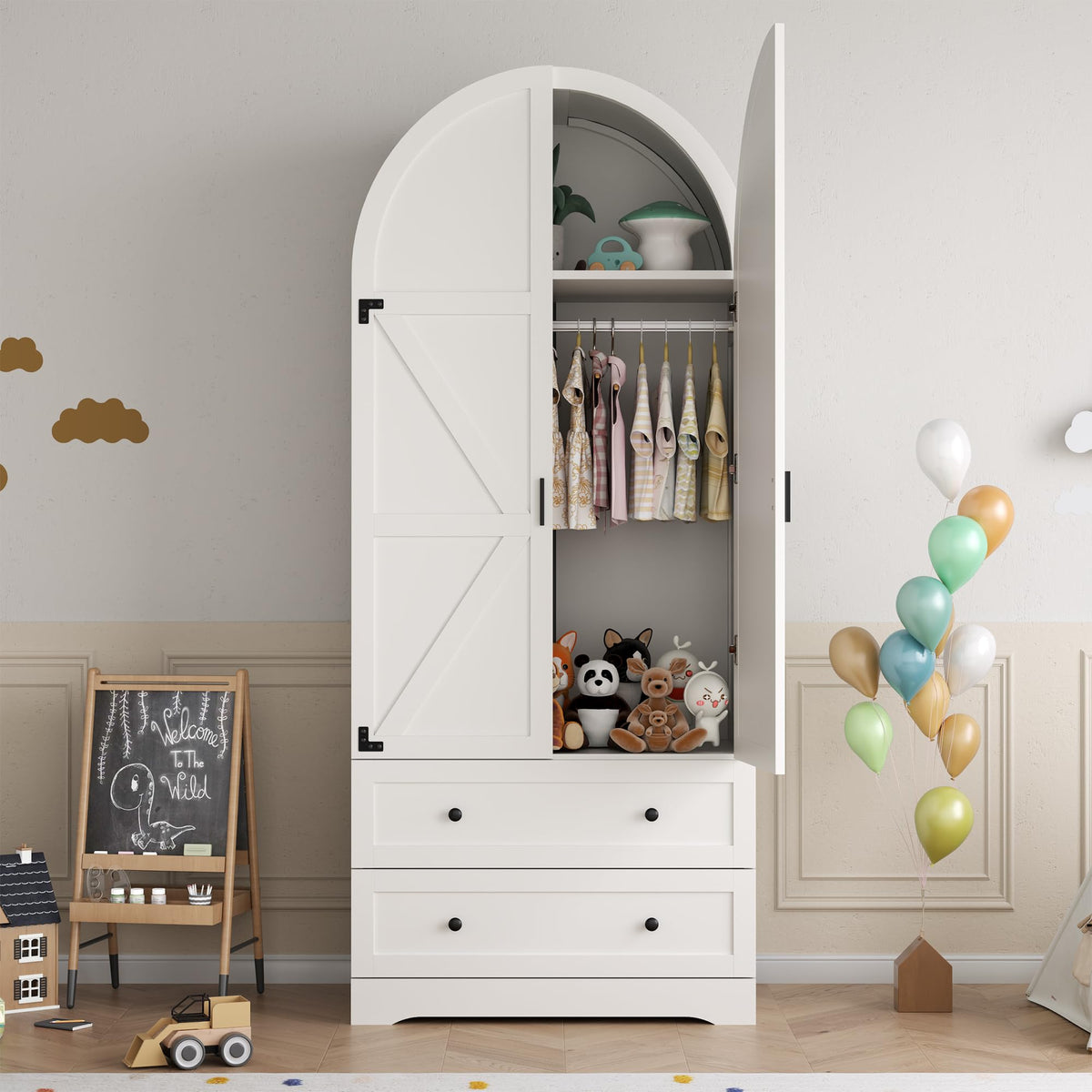 White Wardrobe with Drawers