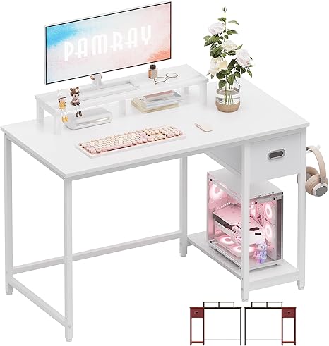 Computer Desk with Monitor Stand & Storage Drawer