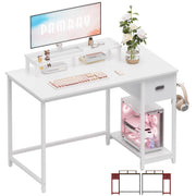 Pamray 39 Inch Small Computer Desk with Monitor Stand and Drawer for Gaming