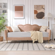 Linen Upholstered Twin Daybed with Cloud-Shaped Backrest & Gold Metal Legs