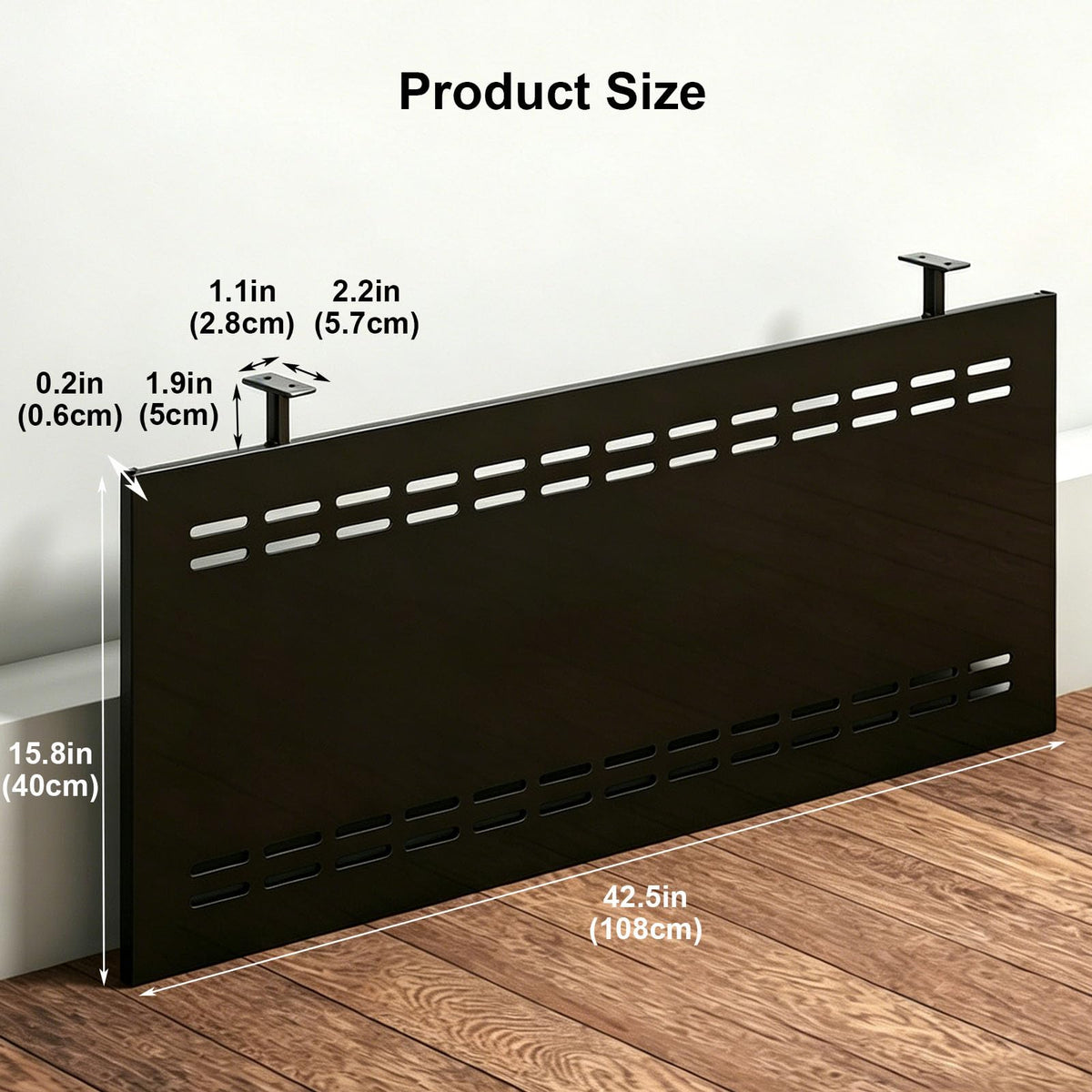 HJLKDYM Under Desk Privacy Panel, Metal Material, 42.5 x 15.8", Black