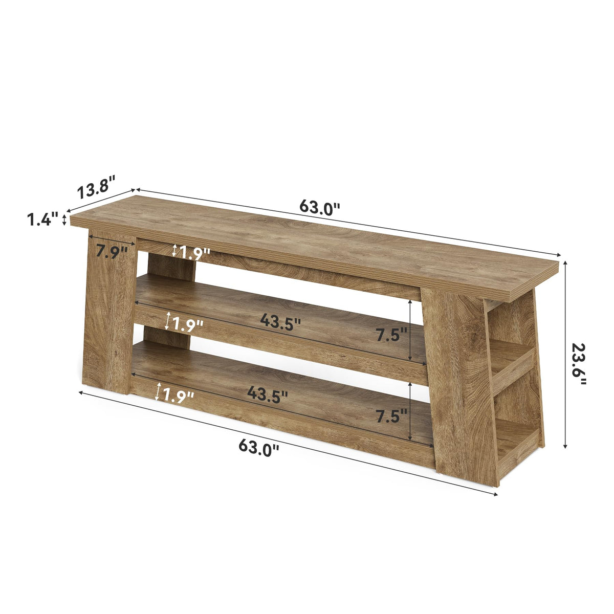 LITTLE TREE TV Stand with Storage for 65 Inch TV, Entertainment Center with Shelves, Modern Ladder Media Display Console for Living Room, Apartment, Brown