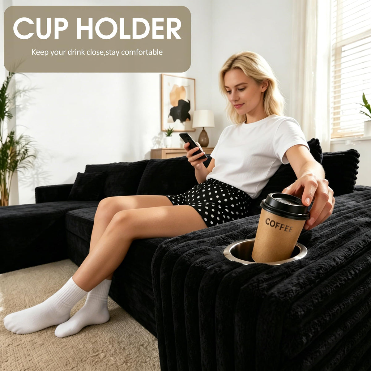 Modular Corduroy Sectional Sofa