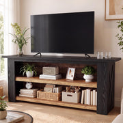 Tribesigns Wooden TV Stand for 65 Inch TV, Black Entertainment Center