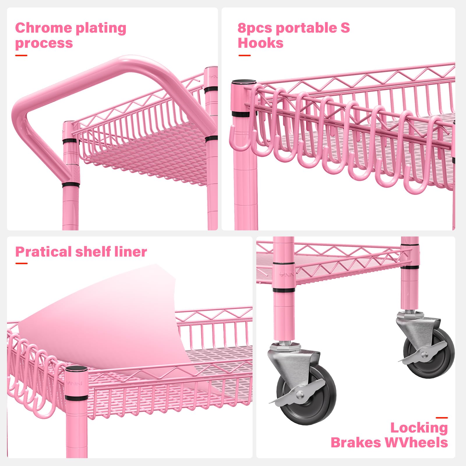 3-Tier Rolling Utility Cart with Wheels