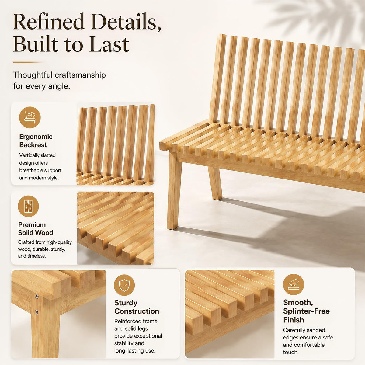 Convertible Solid Wood Bench