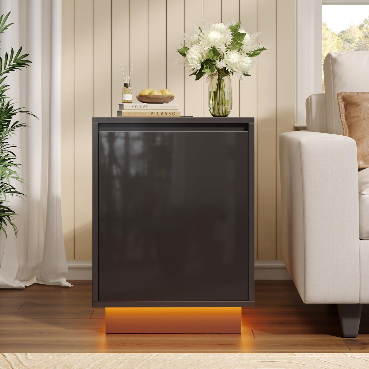 Black LED Nightstands Set of 2