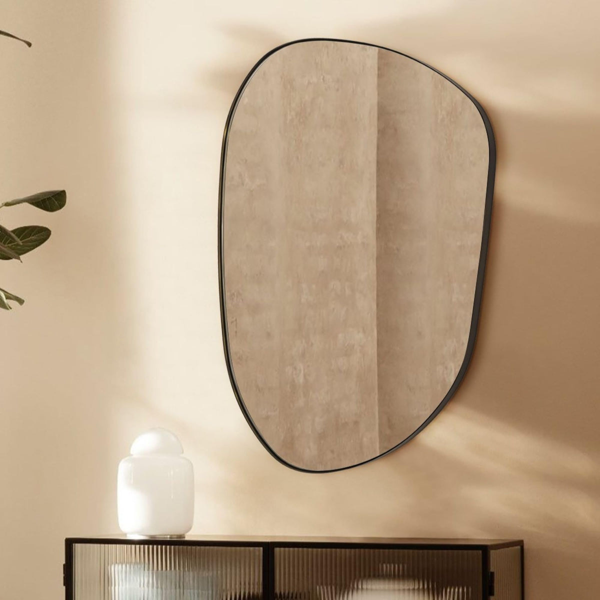 Matte Black Asymmetrical Wall Mirror