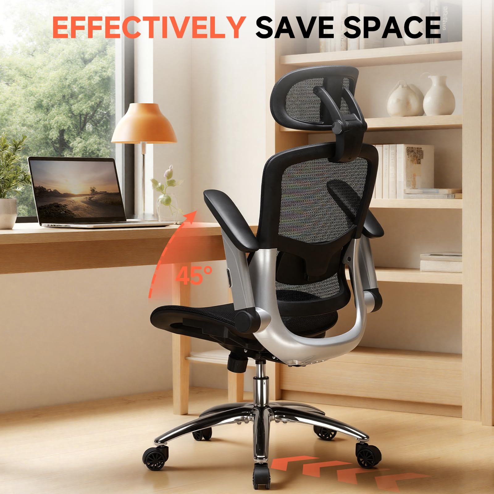 Ergonomic Mesh Office Chair with Flip-Up Arms & Lumbar Support