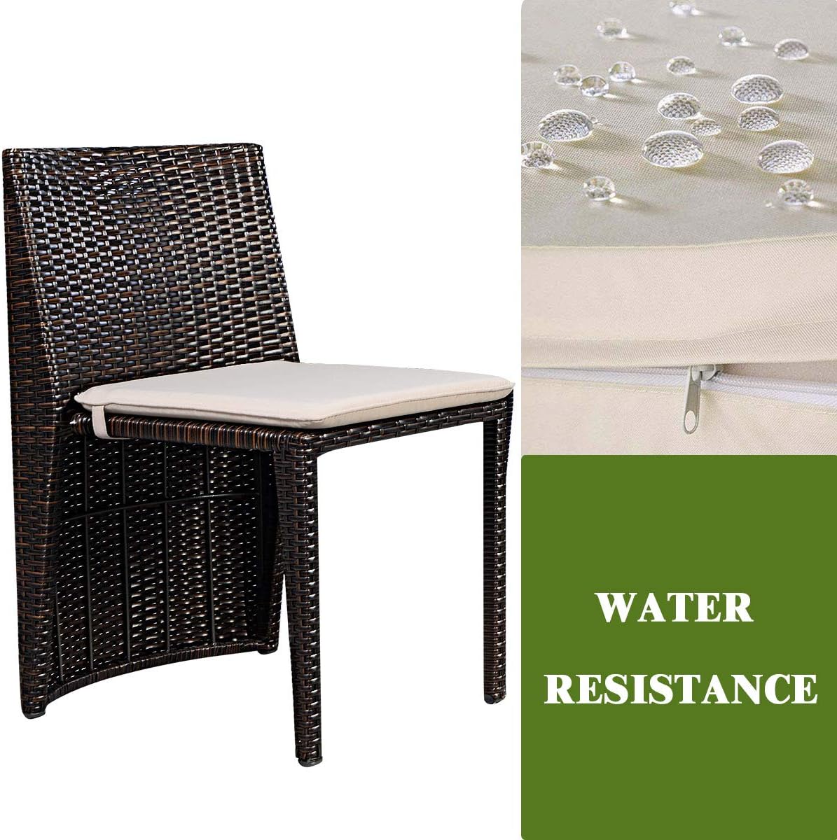 3-Piece Cushioned Wicker Patio Bistro Set