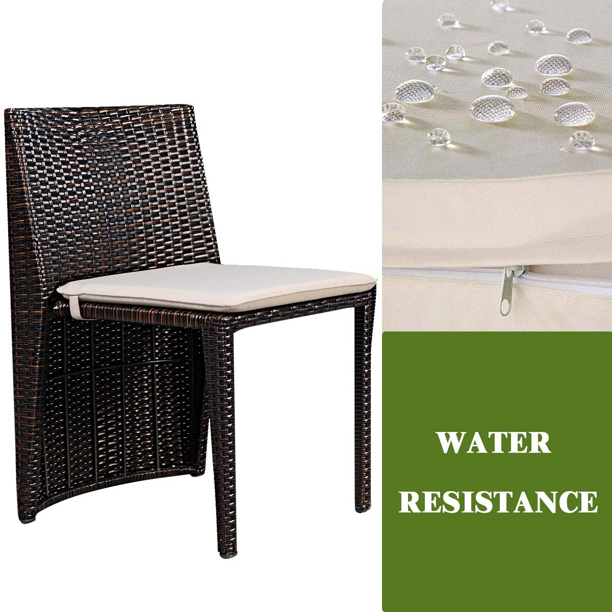 3-Piece Cushioned Wicker Patio Bistro Set