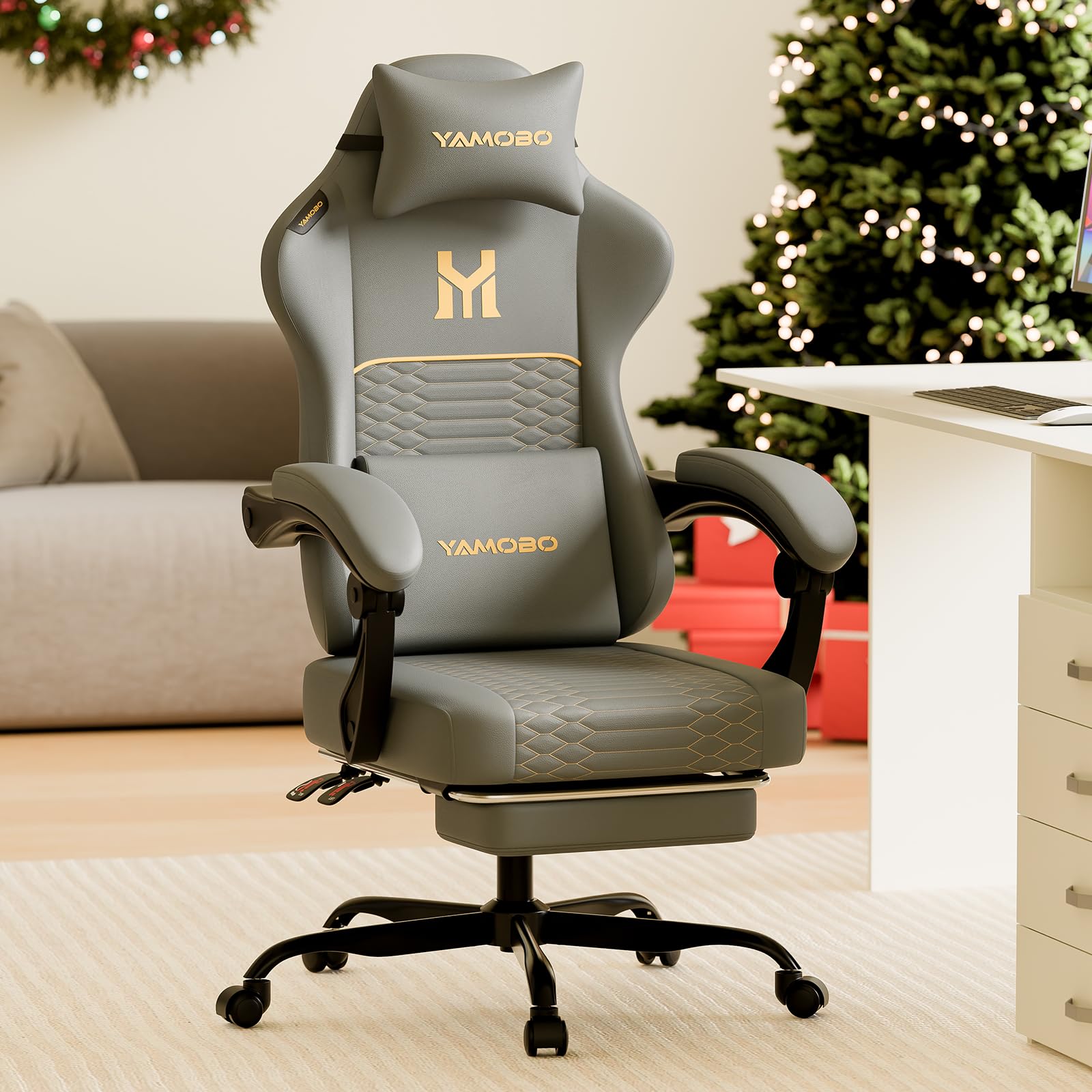 Ergonomic Gaming Chair with Footrest & Lumbar Support
