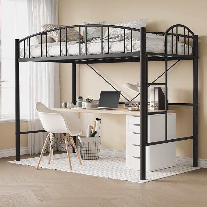 Twin Metal Loft Bed with Ladder