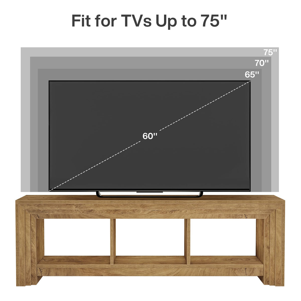 Tribesigns 63" TV Stand for TVs Up to 75 Inches, Wood Entertainment Center