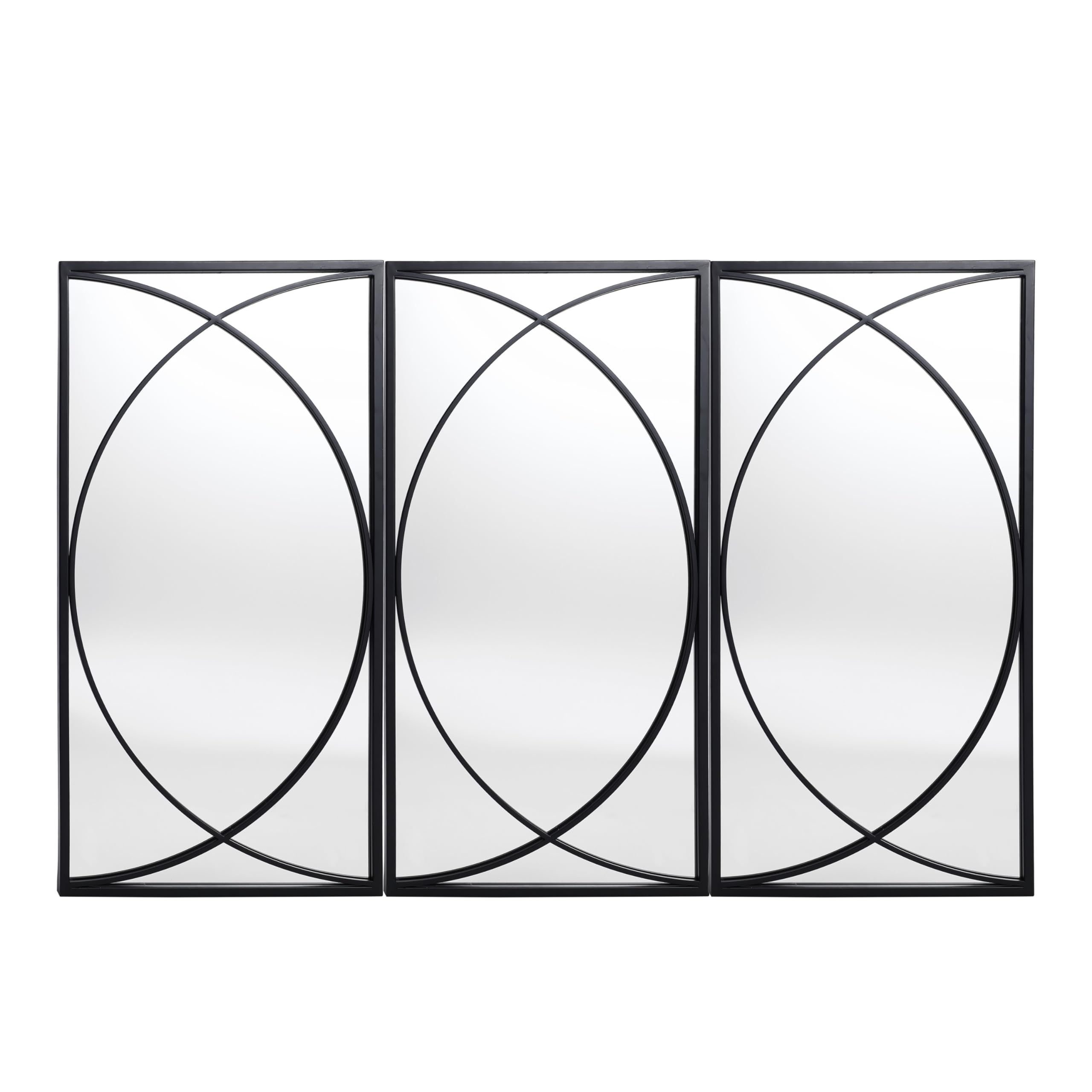 3-Piece Black Metal Wall Mirror Set