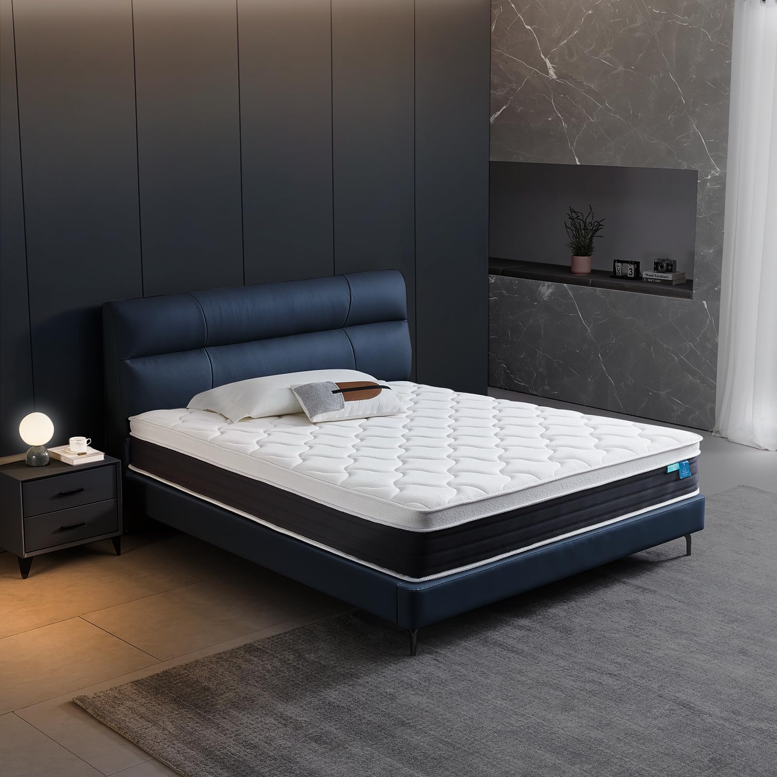 Soxgim Queen Mattress 12 inch Queen Size Mattress 80"*60"*12" Healthy Material Soft Comfortable Breathable Four-Sided Reinforcement Quiet Easy to Clean Vacuum Packed Queen Black
