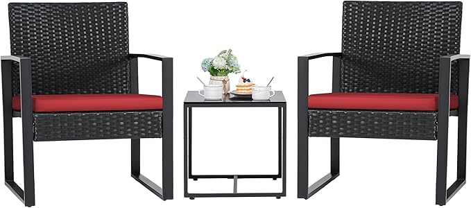 3-Piece Outdoor Wicker Patio Furniture Set with Coffee Table