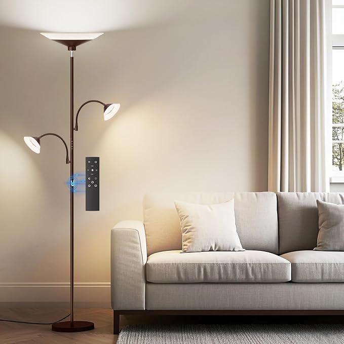 3-Light Dimmable LED Torchiere Floor Lamp