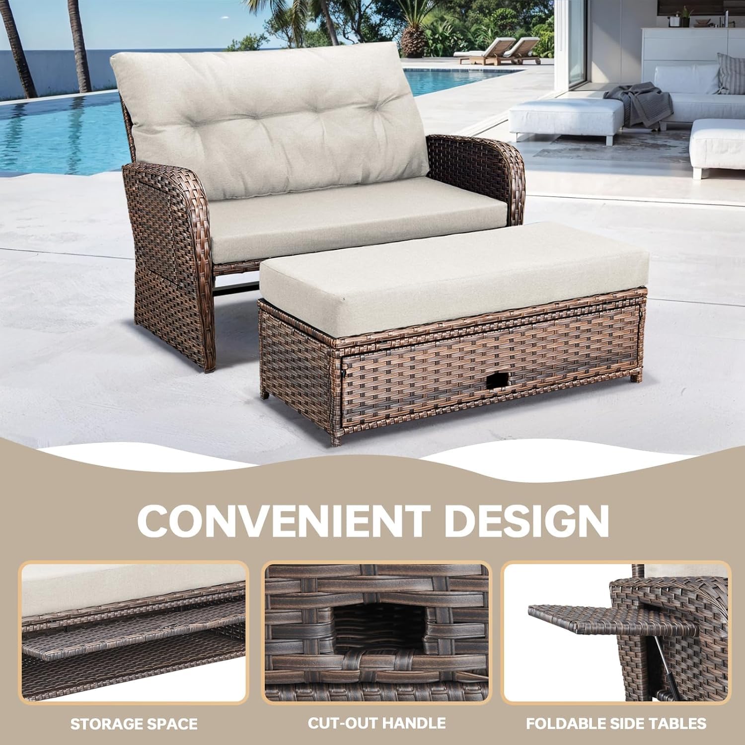 Outdoor Wicker Patio Daybed Sofa