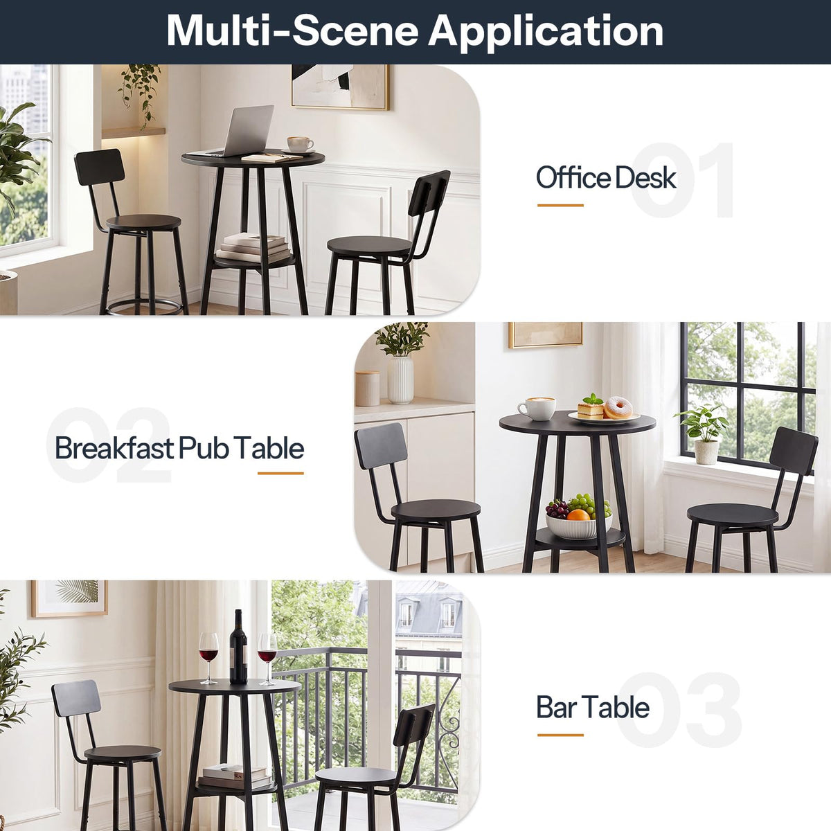 Round Bar Table and Stools Set