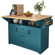 Kitchen Island Cart with Drop Leaf & Power Outlets