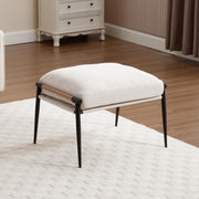 Ya-Home Mid-Century Ottoman, Soft Chenille Fabric Entryway Bench Ottoman Foot Rest with Metal Legs Single Seat for Living Room Reading Room, Beige