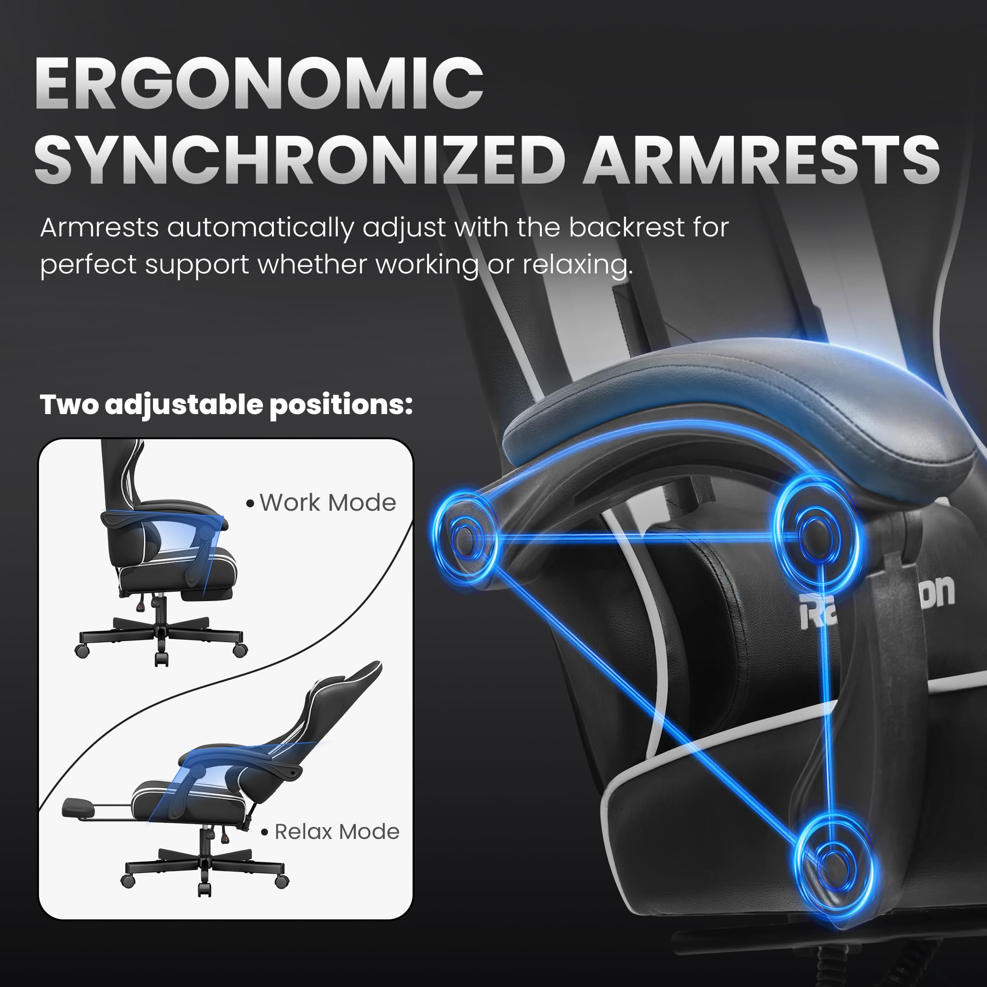 Ergonomic Gaming Chair with Footrest, Headrest & Lumbar Support