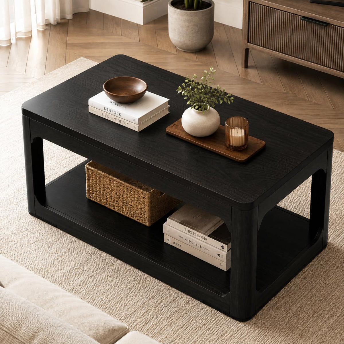 Rovibek Living Room Tables Set of 3, Large Coffee Table and End Table Sets