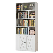 IRONCK Book Shelf, Tall Bookshelf with Storage, Bookshelves and Bookcases with Doors, 4-Tier Bookcase with 8 Open Cubes for Living Room, Office, Study, White