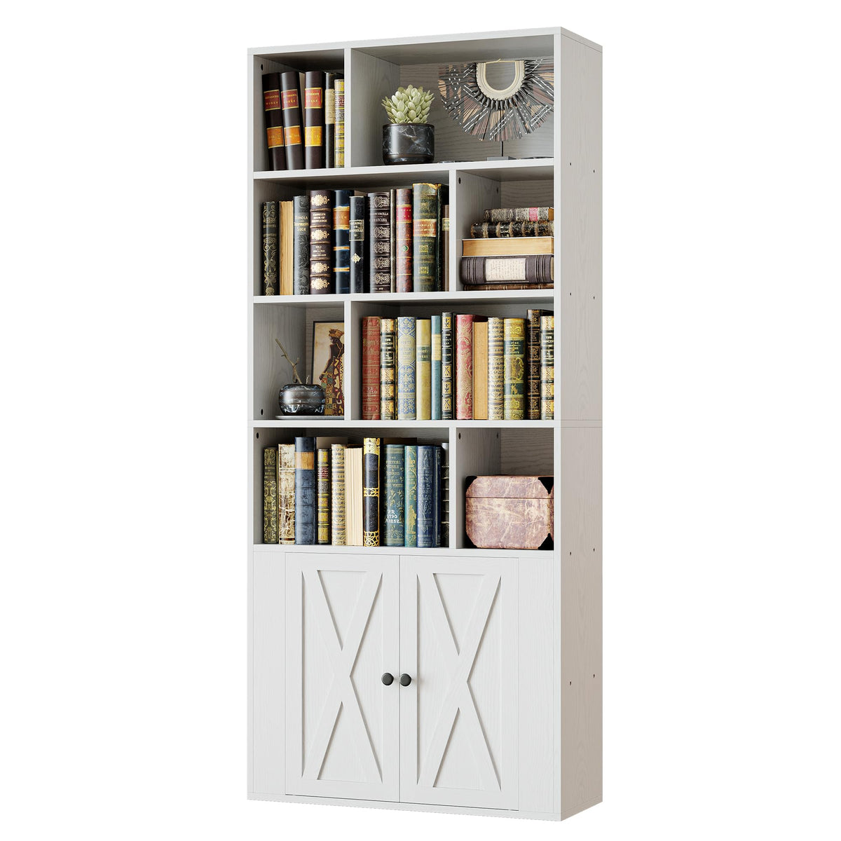 4-Tier Cube Bookcase with Doors