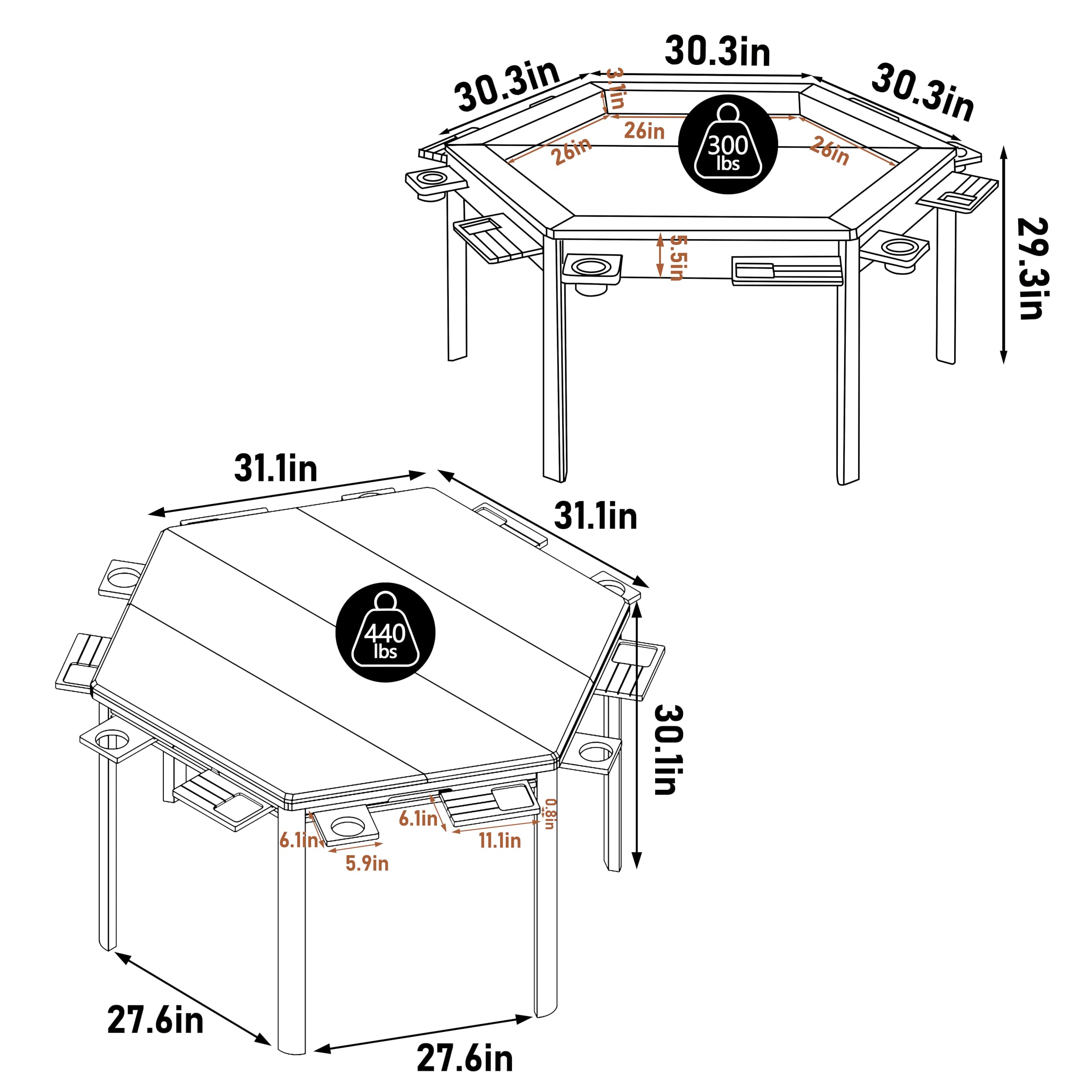 Hexagonal Board Game Table