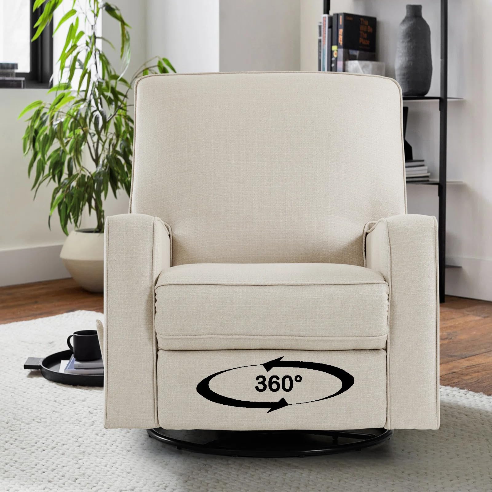 Harkawon Swivel Rocker Recliner Chair, Glider Rocker Recliner, Beige