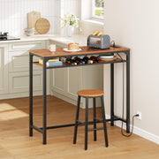 2-Tier Bar Table with Charging Station