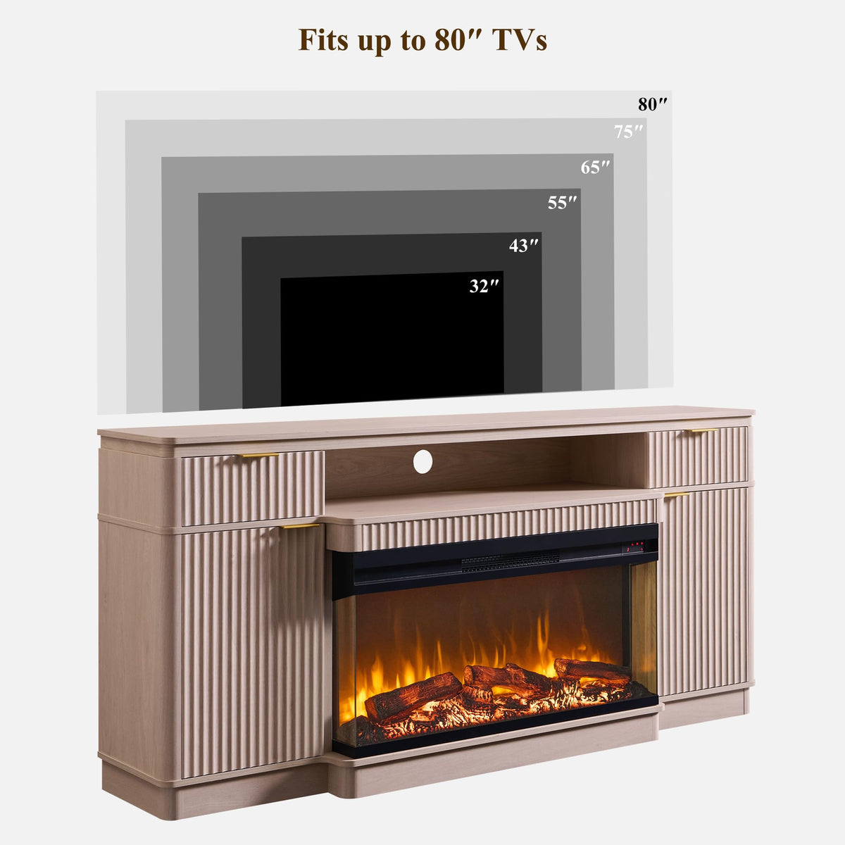 Fluted Fireplace TV Stand