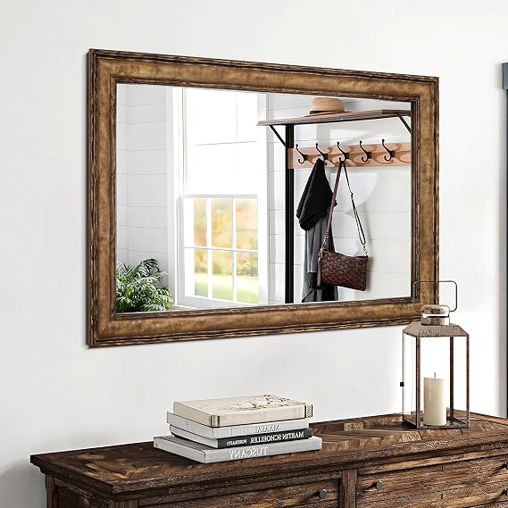 Distressed Solid Wood Wall Mirror