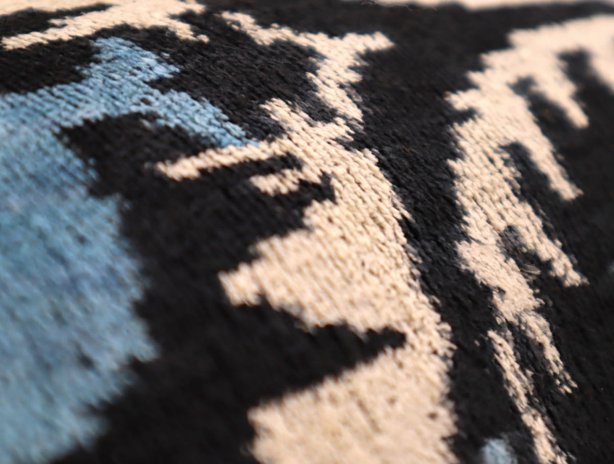 Blue Black Velvet Throw Pillow