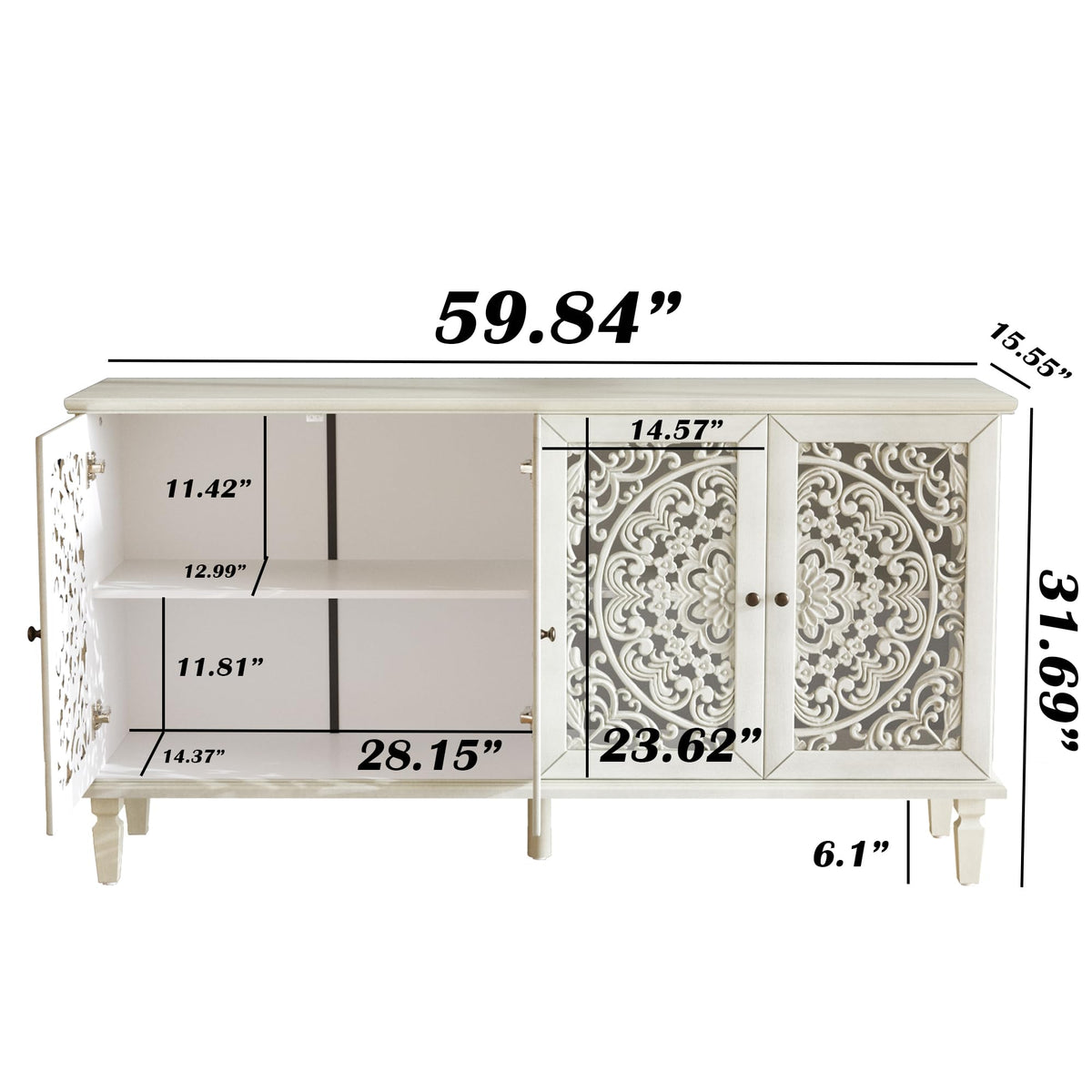 WILSHINE 60" Sideboard Buffet Cabinet with Storage Accent Cabinet Credenza