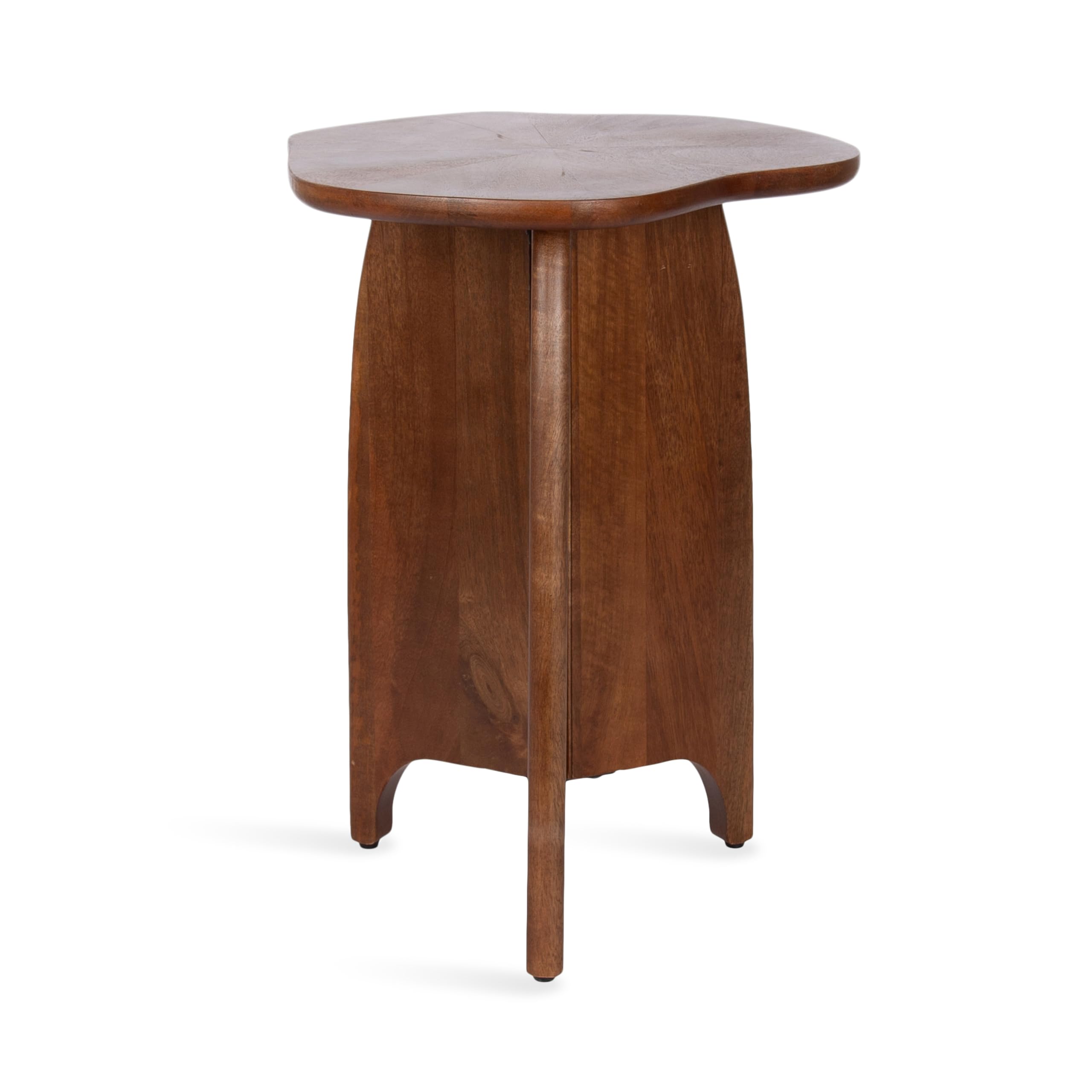 Kate and Laurel Kanna Modern Wavy Pieced Mango Wood Round Side Table, 16 x 16 x 21, Walnut Brown, Mid-Century Scalloped Wooden End Table for Bedroom Nightstand or Living Room Plant Stand Indoors