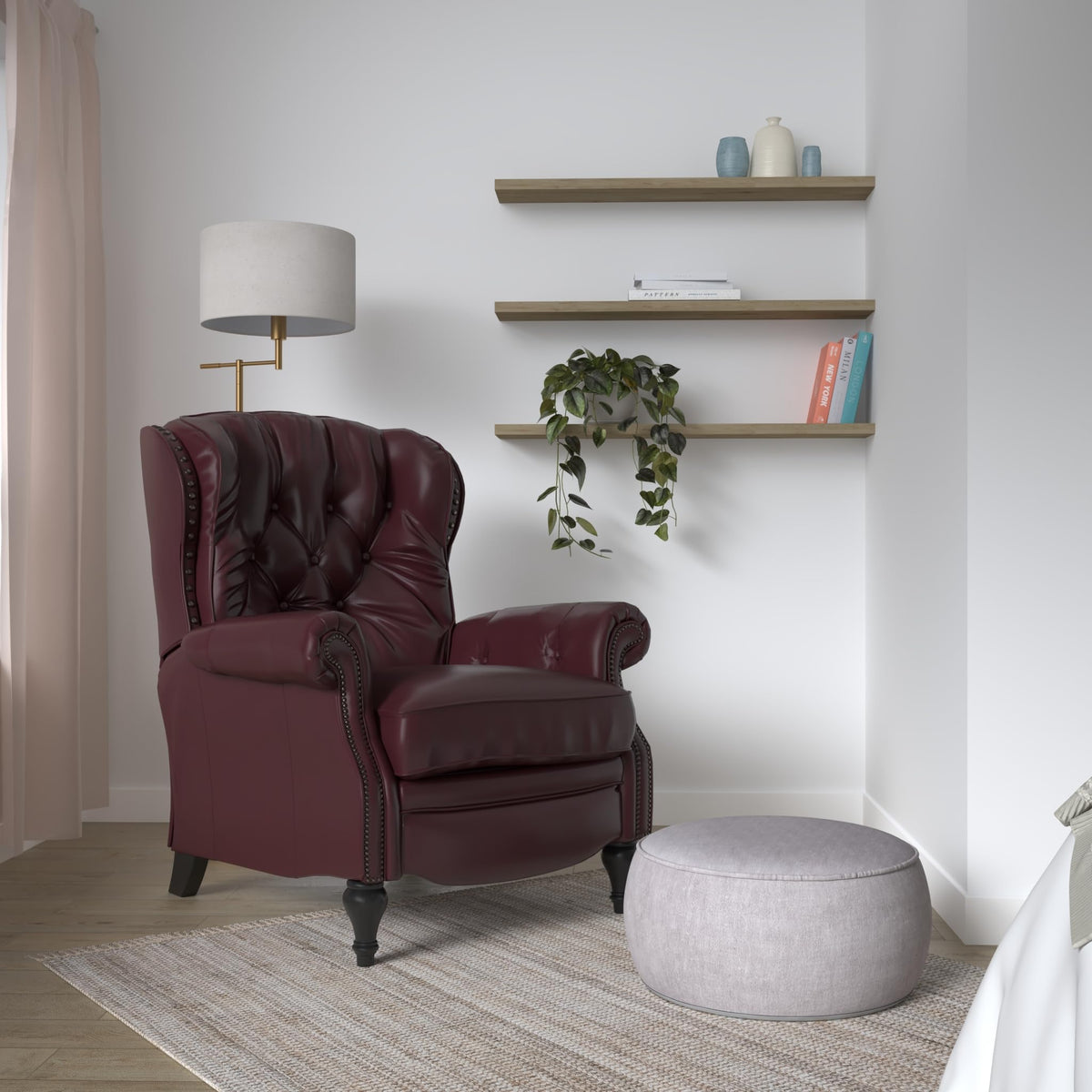 Wine Leather Recliner