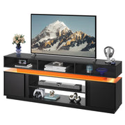 68" TV Stand with LED Lights & Storage Cabinets