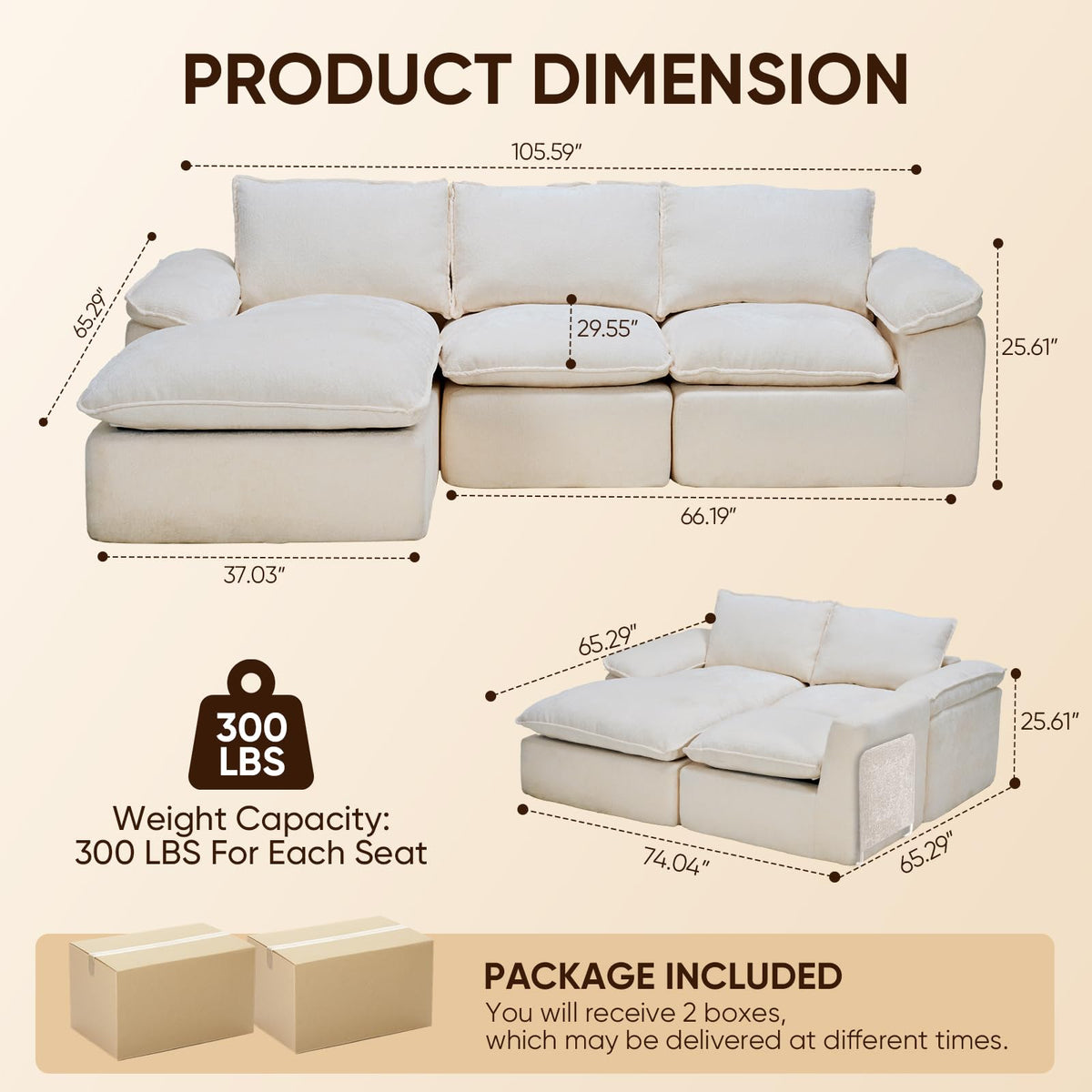 L-Shaped Modular Sectional Sofa